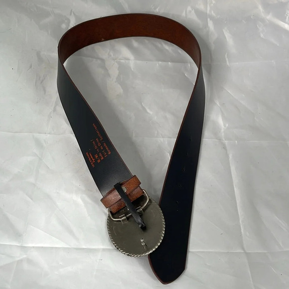 SIGNATURE Levi Strauss Boho Wide Western Belt Brown Vegan Leather Peg & Hole M/L - Picture 5 of 11